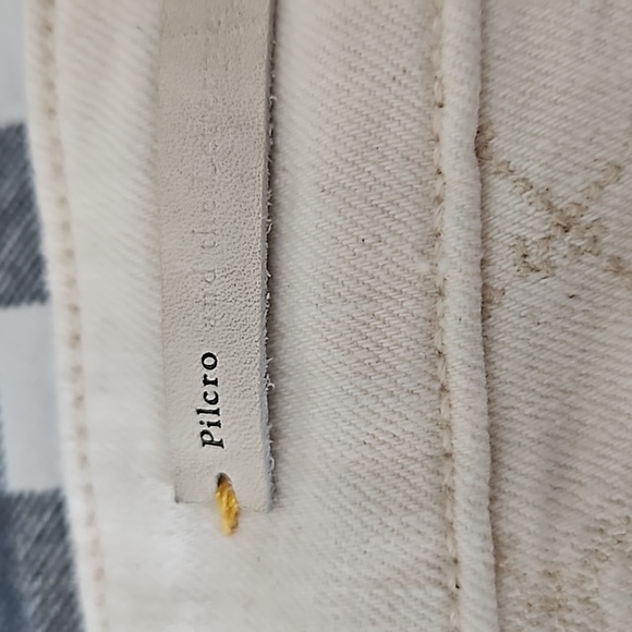 Anthropologie Pilcro SERIF Cream Moto  Jeans - Picture 8 of 13